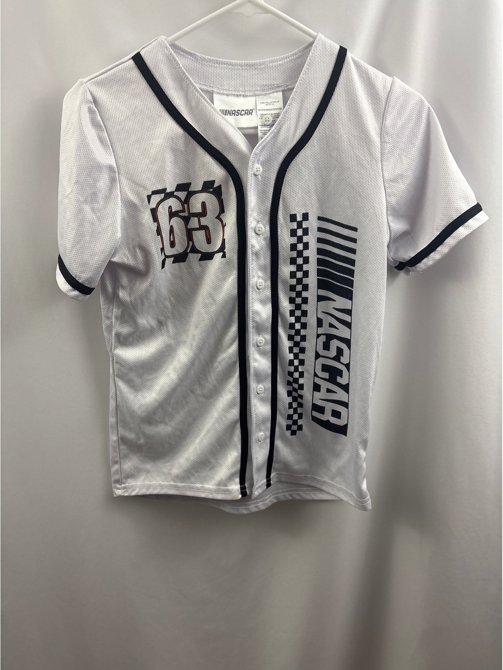 Vintage 1990 Kids Size M 10/12 NASCAR Daytona 500 White Baseball Jersey Shirt